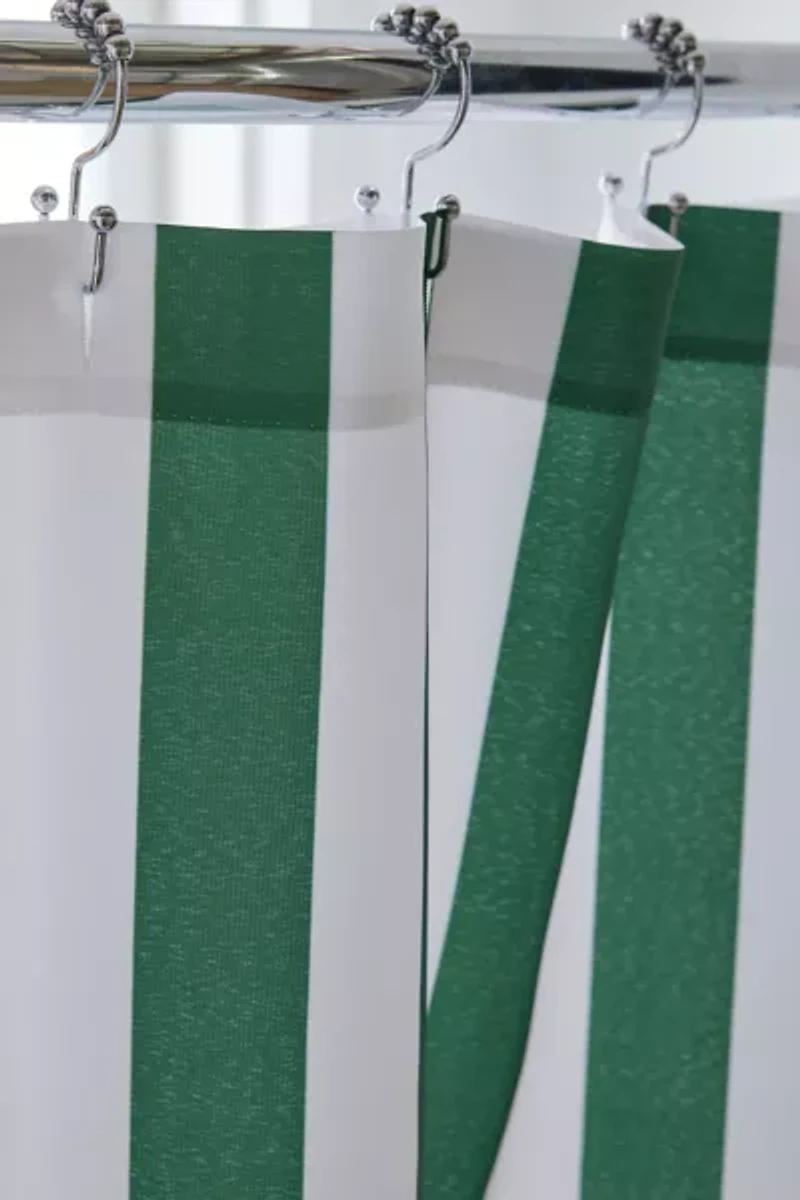 Honor And Obey Original Forest Green And White Trent Stripe Shower Curtain