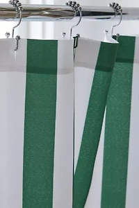 Honor And Obey Original Forest Green And White Trent Stripe Shower Curtain