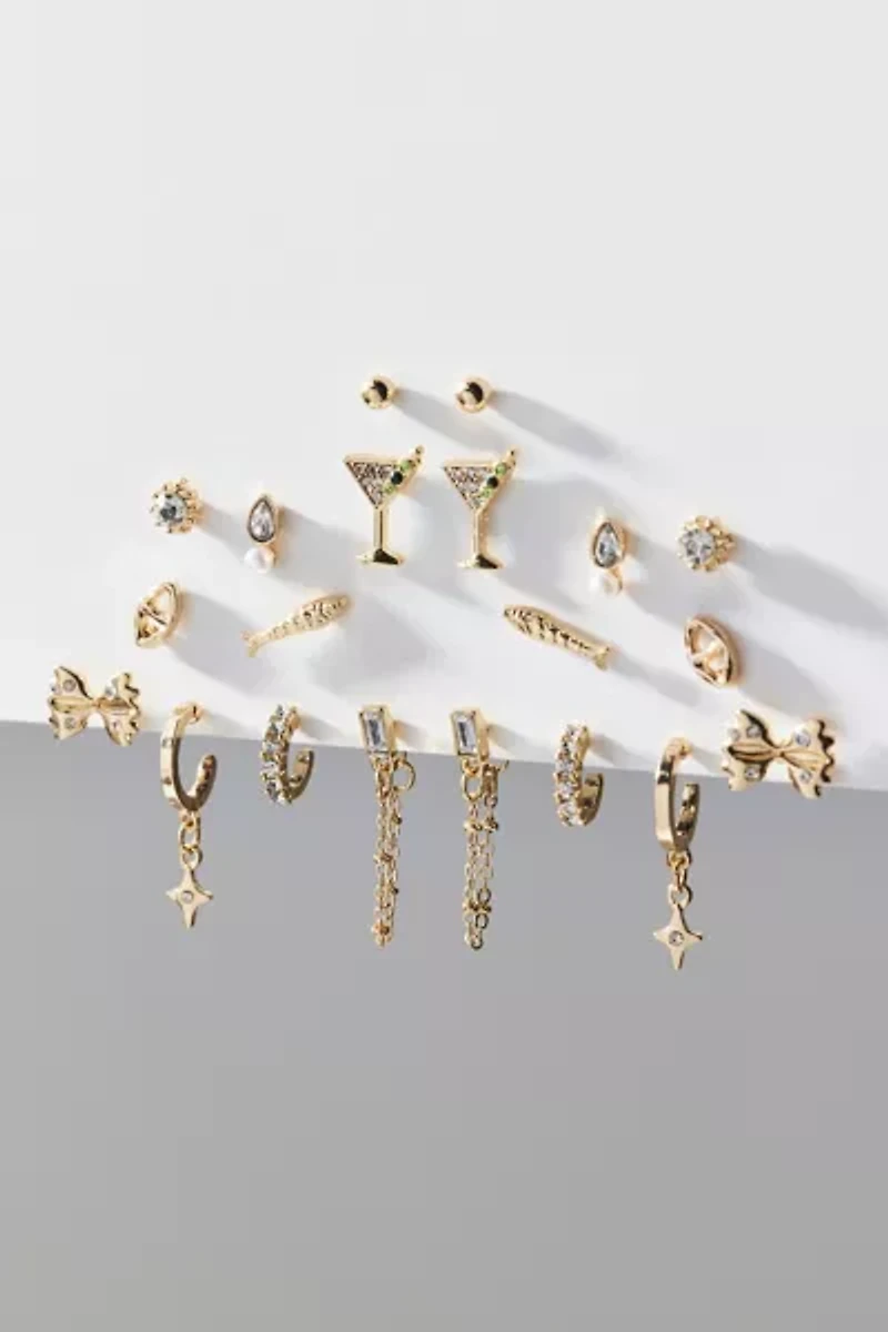 Uptown Party Rhinestone Post & Hoop Earring Set