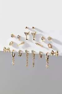 Uptown Party Rhinestone Post & Hoop Earring Set