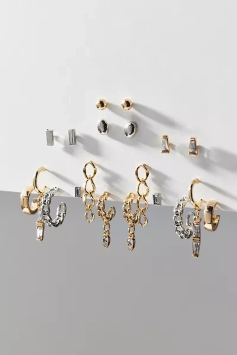 Bella Mixed Metal Rhinestone Earring Set