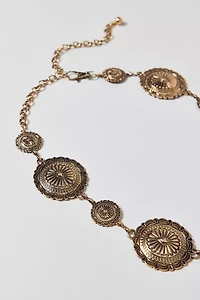 Distorted Western Circle Metal Chain Belt