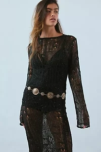 Distorted Western Circle Metal Chain Belt