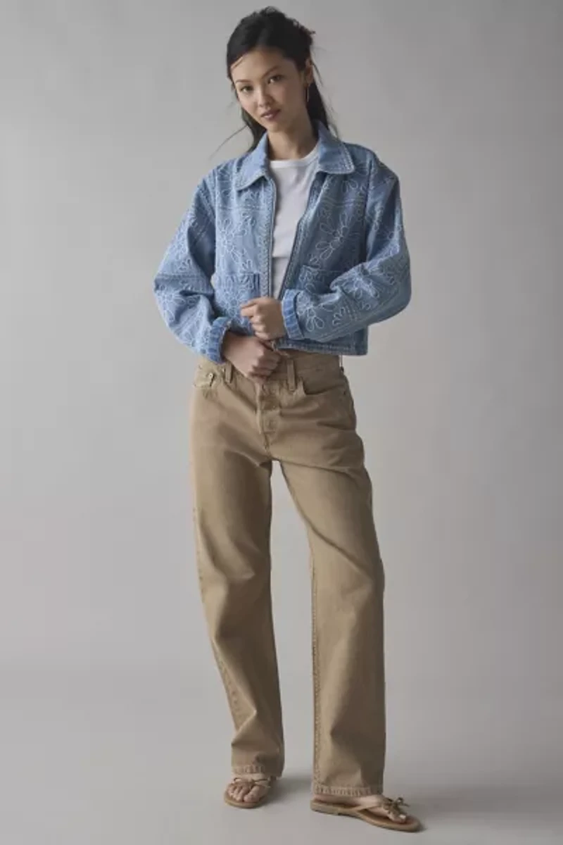 Kimchi Blue Mary Floral Embroidered Denim Jacket
