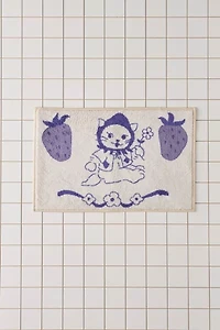 Strawberry Cat Plush Printed Bath Mat