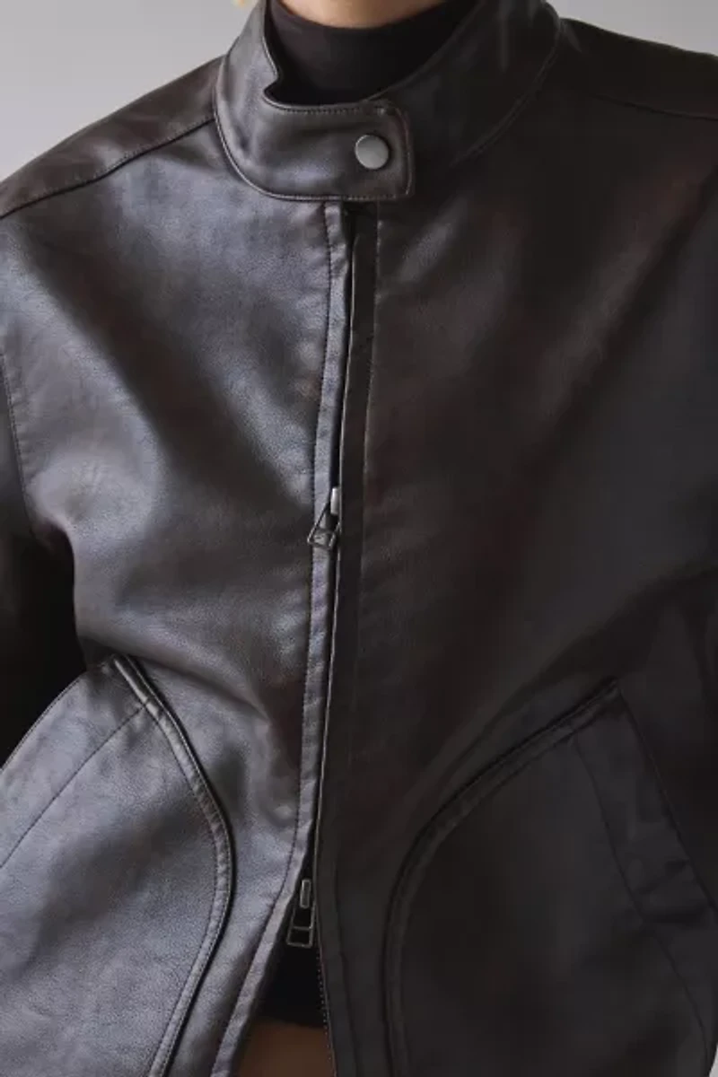 UO Portia Faux Leather Oversized Moto Jacket
