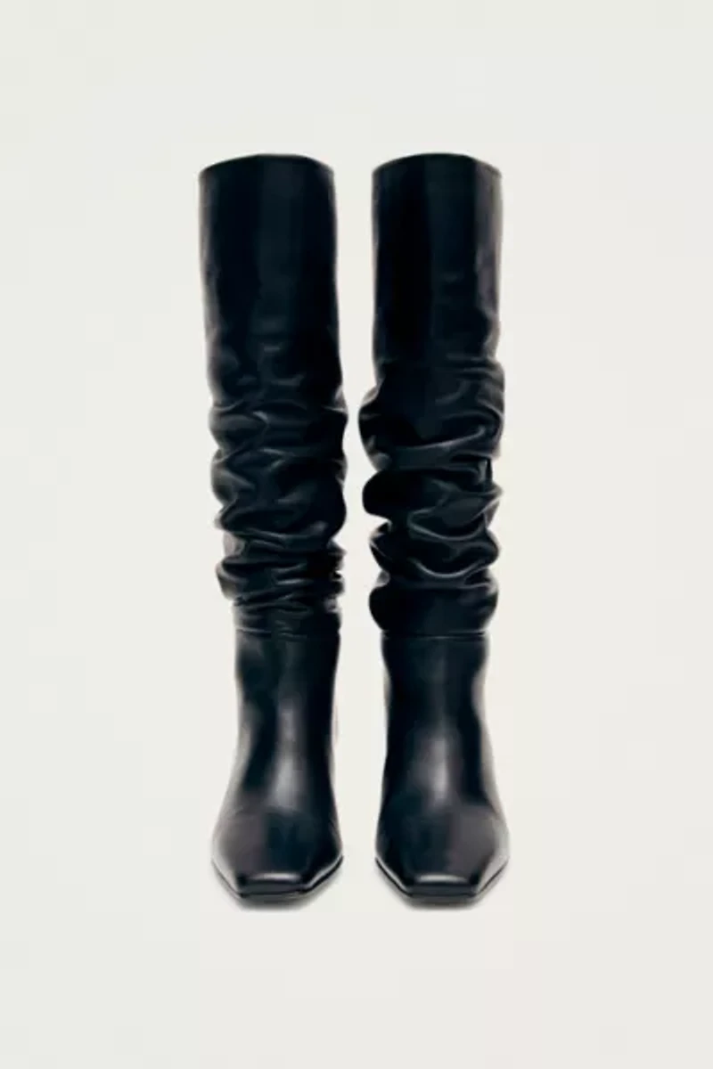 ALOHAS Kalila Leather Ruched Kitten Heel Boot