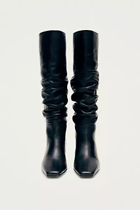 ALOHAS Kalila Leather Ruched Kitten Heel Boot
