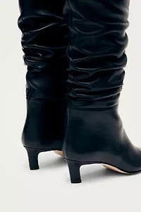 ALOHAS Kalila Leather Ruched Kitten Heel Boot