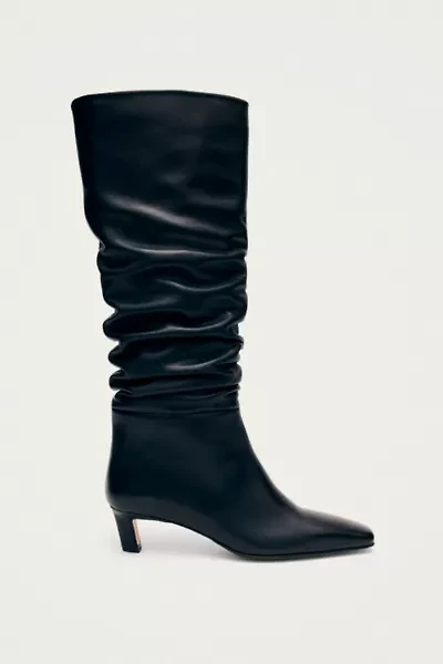 ALOHAS Kalila Leather Ruched Kitten Heel Boot