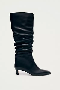 ALOHAS Kalila Leather Ruched Kitten Heel Boot