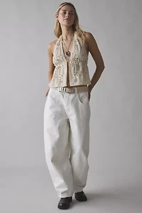 UO Carmellia Embellished Split-Front Flyaway Halter Top