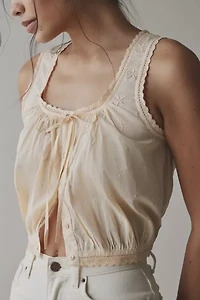 Kimchi Blue Clover Lace-Trim Cropped Tank Top