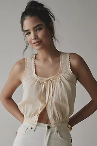 Kimchi Blue Clover Lace-Trim Cropped Tank Top