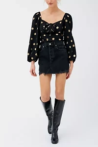 Rosalind Metallic Puff Sleeve Top