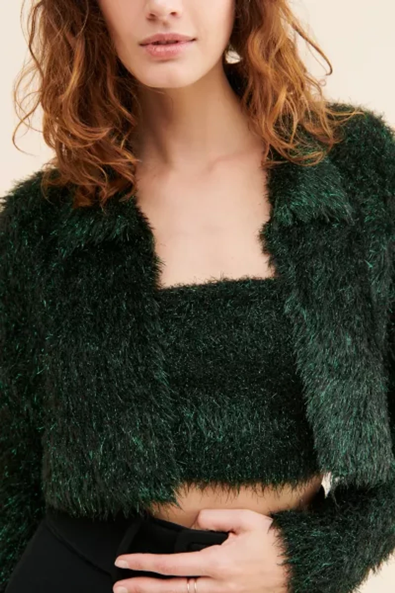 Sherrie Sparkly Cropped Cardigan
