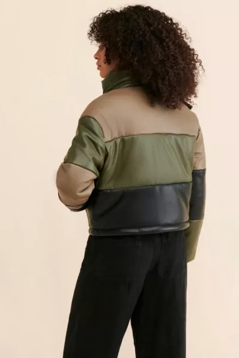 Blue Revival Vegan Leather Colorblock Puffer
