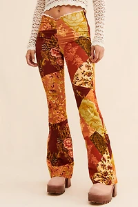 Velvet Ruched V-Front Flare Pants