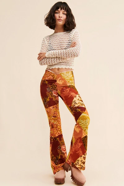 Velvet Ruched V-Front Flare Pants
