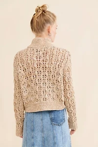 BDG Killian Quarter-Zip Pointelle Sweater