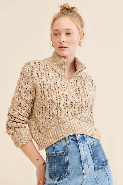 BDG Killian Quarter-Zip Pointelle Sweater