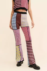 The Ragged Priest Mixed Panel Flare Pants