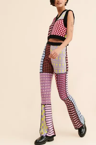 The Ragged Priest Mixed Panel Flare Pants