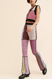 The Ragged Priest Mixed Panel Flare Pants