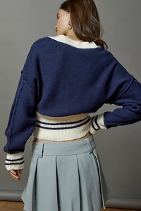 Clarice Cable Knit V-Neck Sweater