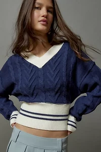 Clarice Cable Knit V-Neck Sweater