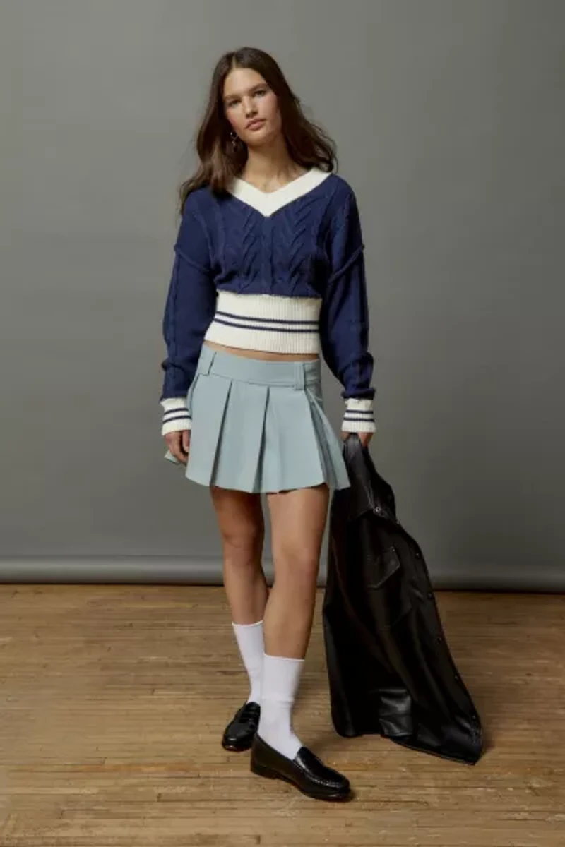 Clarice Cable Knit V-Neck Sweater