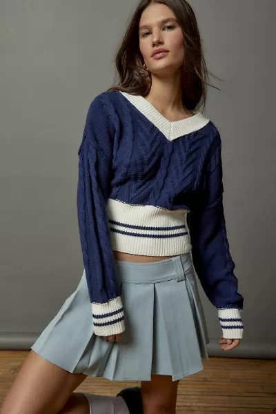Clarice Cable Knit V-Neck Sweater