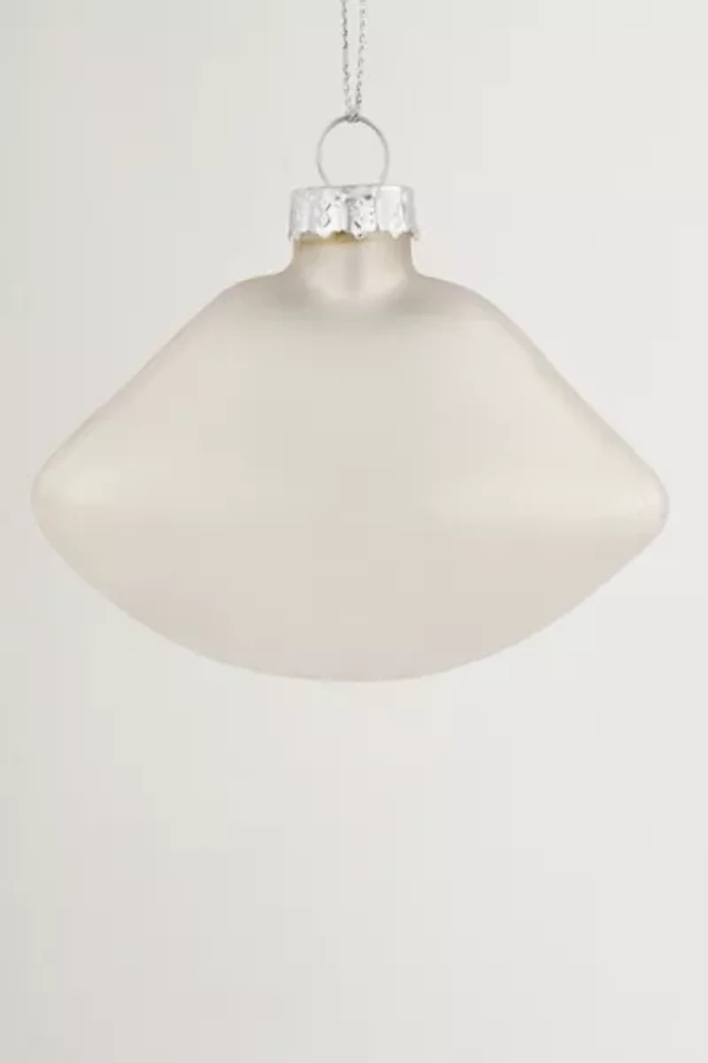 Bright Red Lips Glass Christmas Ornament