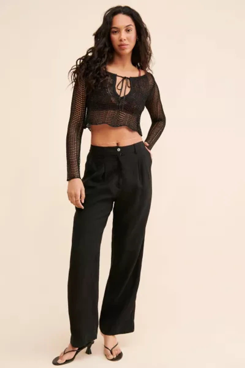 Mia Open-Knit Reversible Sweater