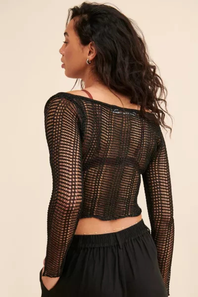 Mia Open-Knit Reversible Sweater