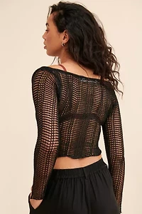 Mia Open-Knit Reversible Sweater