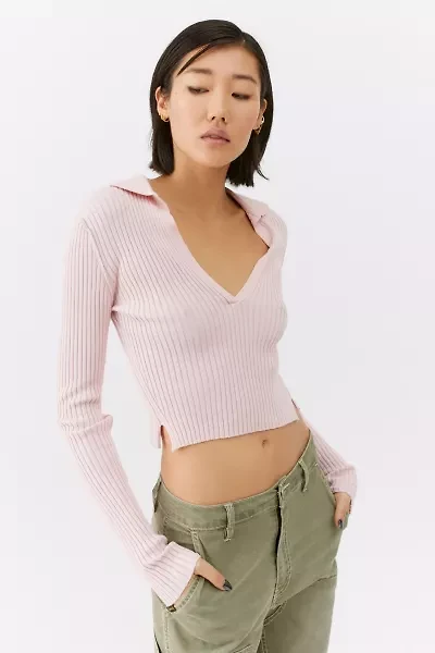 BDG Jude Ribbed Collared Sweater