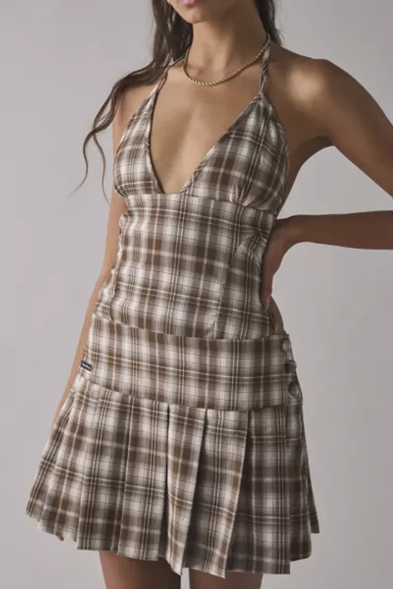 House Of Sunny The Hoxton Check Open-Back Mini Dress
