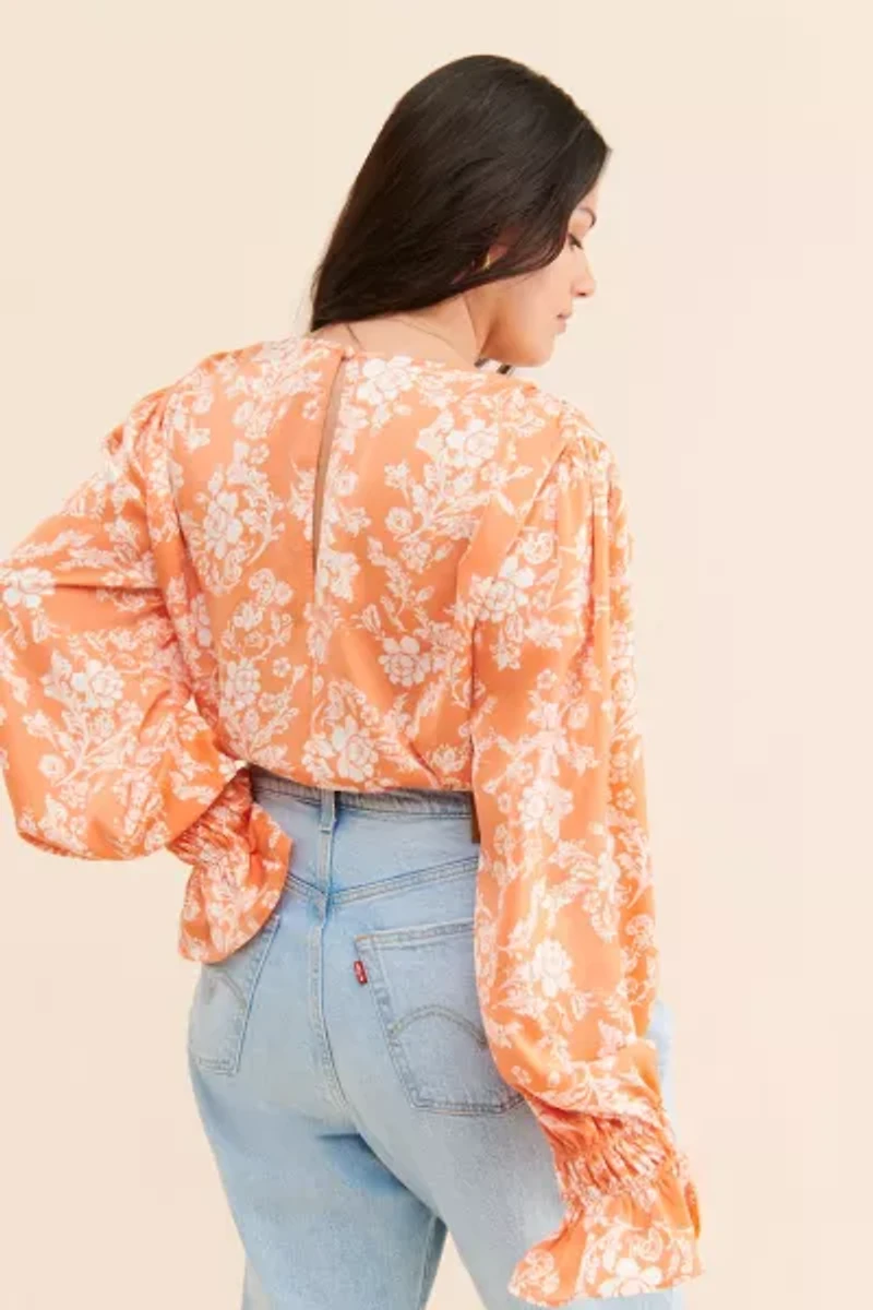 4SI3NNA Floral V-Neck Bodysuit
