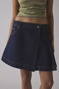 House Of Sunny Pleat Denim Mini Skirt