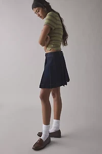 House Of Sunny Pleat Denim Mini Skirt