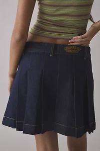House Of Sunny Pleat Denim Mini Skirt