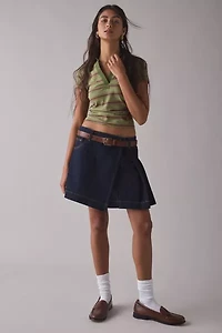 House Of Sunny Pleat Denim Mini Skirt
