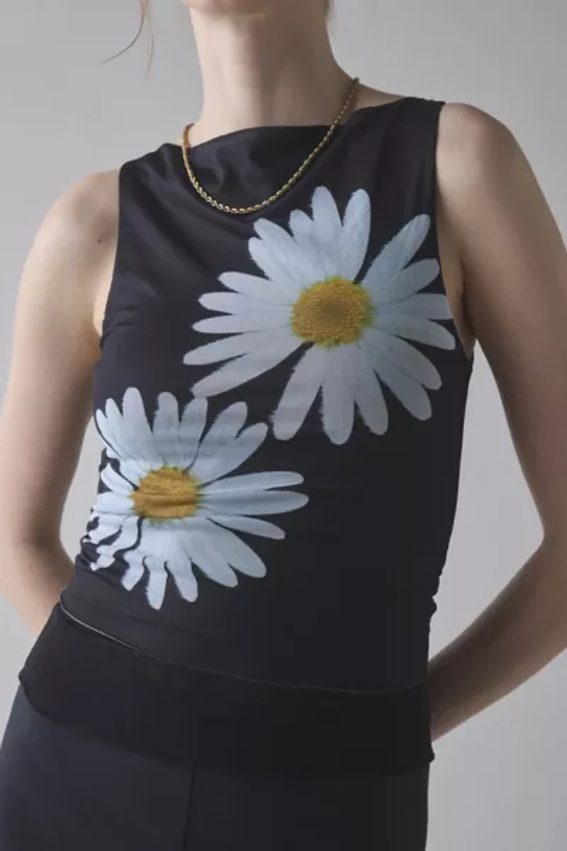 House Of Sunny Daisy Layer Mesh Boatneck Top