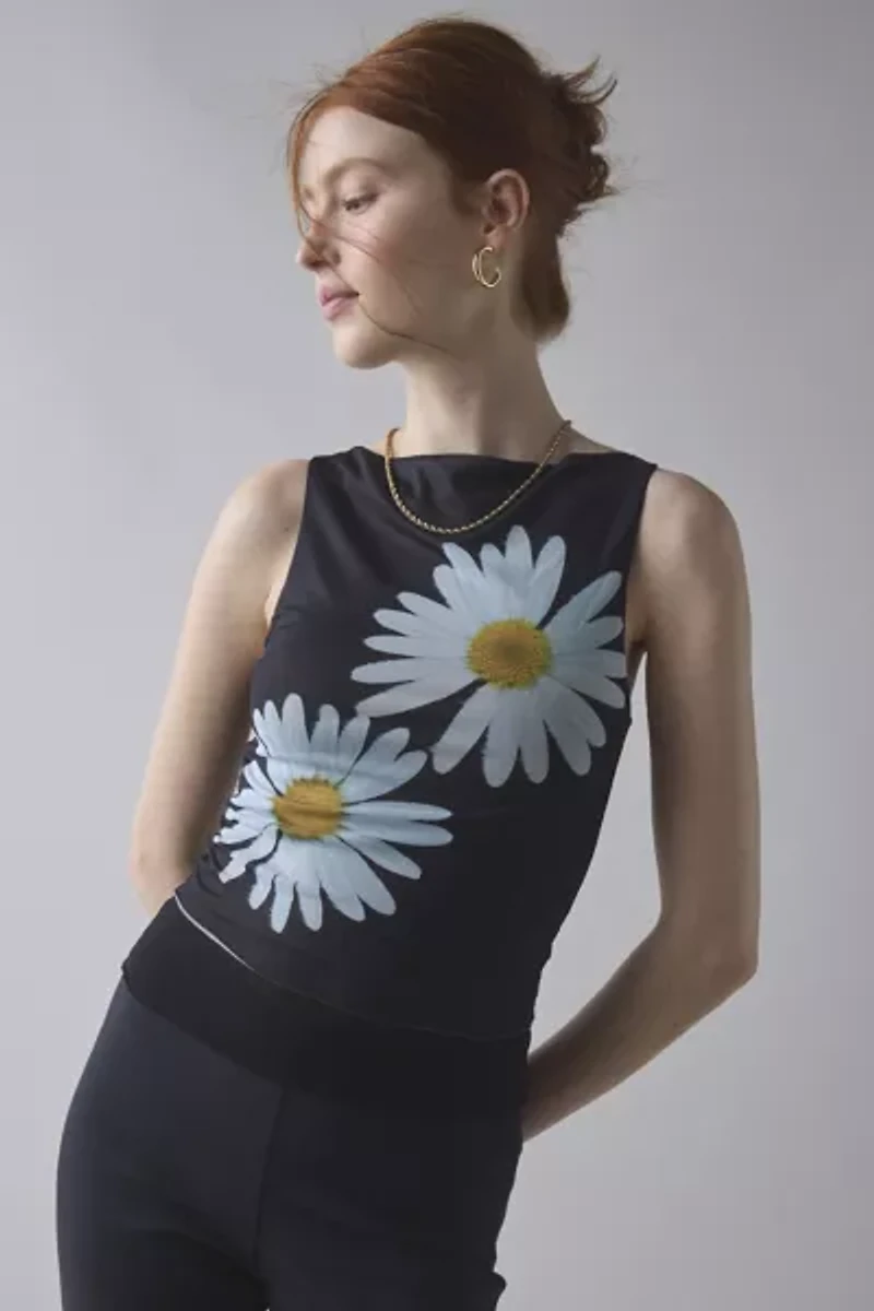 House Of Sunny Daisy Layer Mesh Boatneck Top