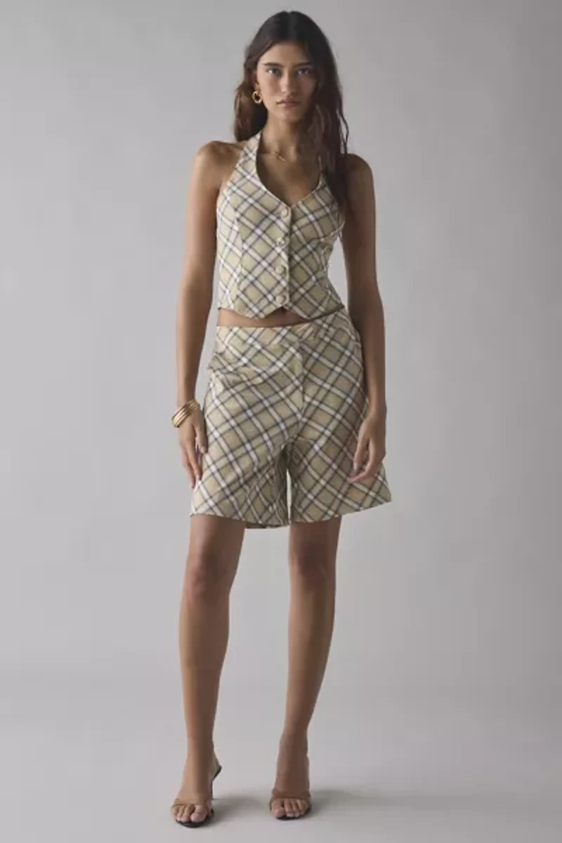 House Of Sunny Sloane Check Waistcoat Vest Top