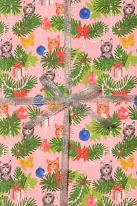 Red Cap Meowy Christmas Holiday Wrapping Paper