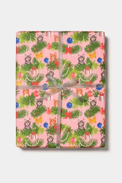 Red Cap Meowy Christmas Holiday Wrapping Paper