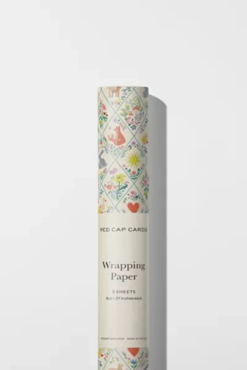 Red Cap Woodland Critters Wrapping Paper