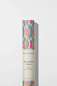 Red Cap Birthday Rainbows Wrapping Paper